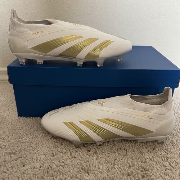 Adidas Predator Elite FG Laceless Men Size 7.5 Gold White Soccer Cleats New - Picture 1 of 9